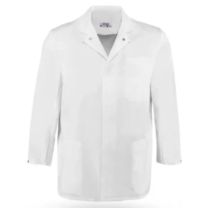 Bata unisex Leiber 12/7330 blanca, vista frontal de la prenda