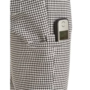 Pantalón de cocina de hombre Leiber 12/7460 de pata de gallo blanco y negro, detalle de bolsillo de pernera
