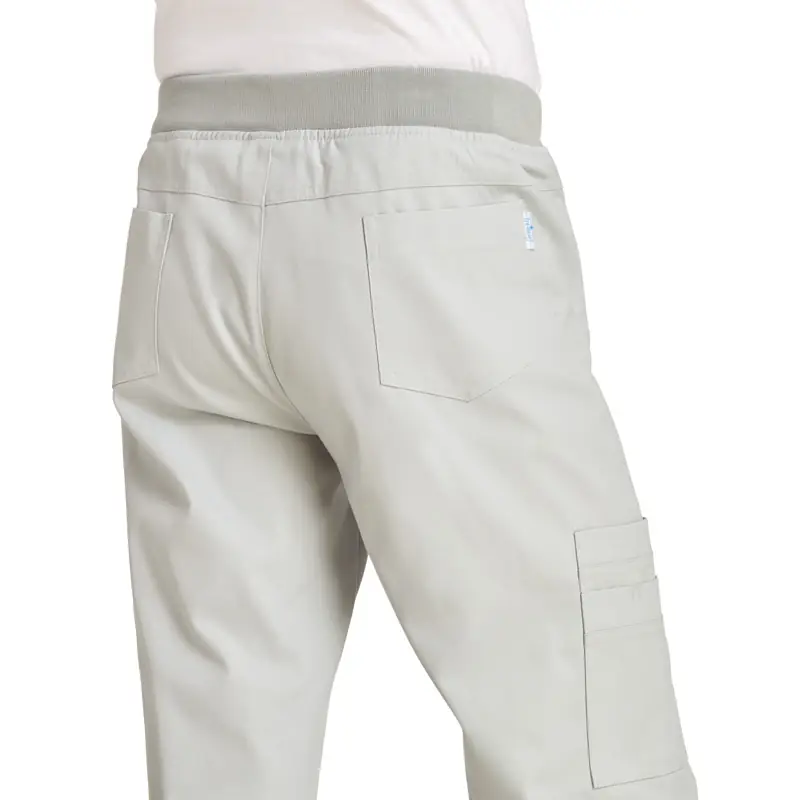 Pantalón multibolsillos de hombre Leiber 12/7470 3 Pantalón multibolsillos de hombre Leiber 12/7470 gris plata, detalle posterior y bolsillos