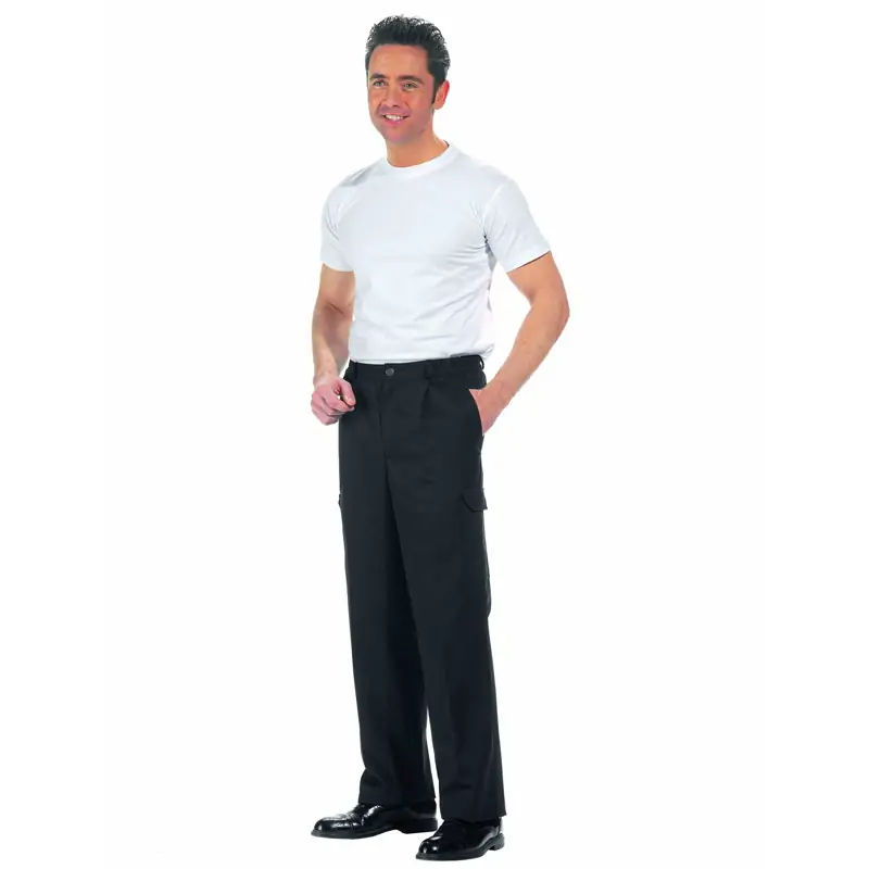 Pantalón cargo de cocina de hombre Leiber 12/7520 1 Pantalón cargo de cocina de hombre Leiber 12/7520 negro, frontal con modelo