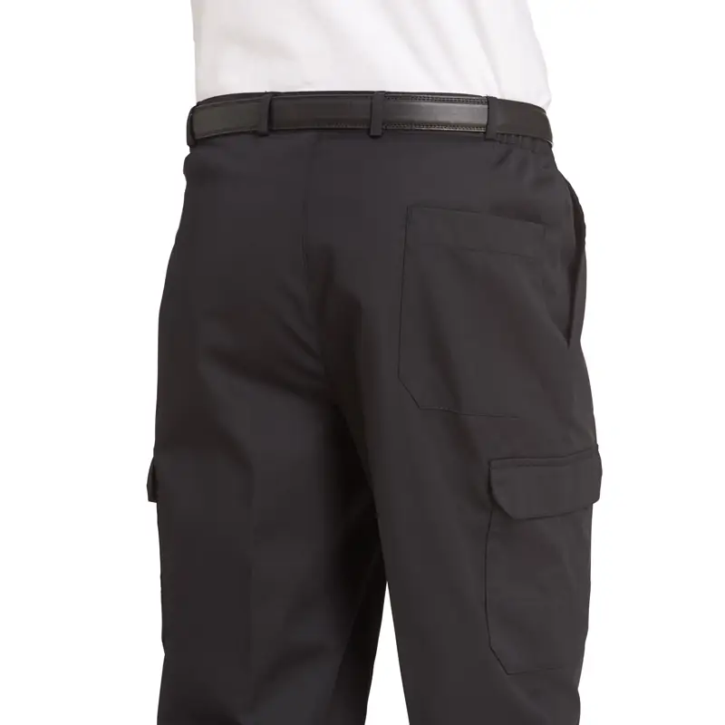 Pantalón cargo de cocina de hombre Leiber 12/7520 3 Pantalón cargo de cocina de hombre Leiber 12/7520 negro, detalle de bolsillo posterior y cargo
