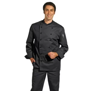 Chaqueta de cocina Leiber 12/8790 negro, vista tres cuartos