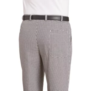 Pantalón de cocina unisex Leiber 12/8800 de pata de gallo blanco y negro, vista posterior