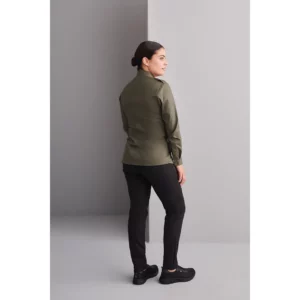 Camisa Cierre Lateral Slim Fit Monza 02252 en verde caqui, vista posterior