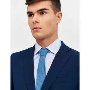 Corbata Estrecha Denim Monza 03313 en dénim azul, vista detalle