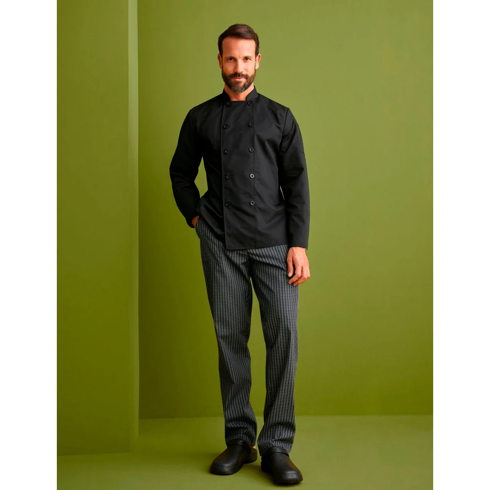 Pantalón Cuadros Cocina Confort Fit Monza 04002 1 Pantalón Cuadros Cocina Confort Fit Monza 04002 en cuadros negros 3 x1, vista frontal