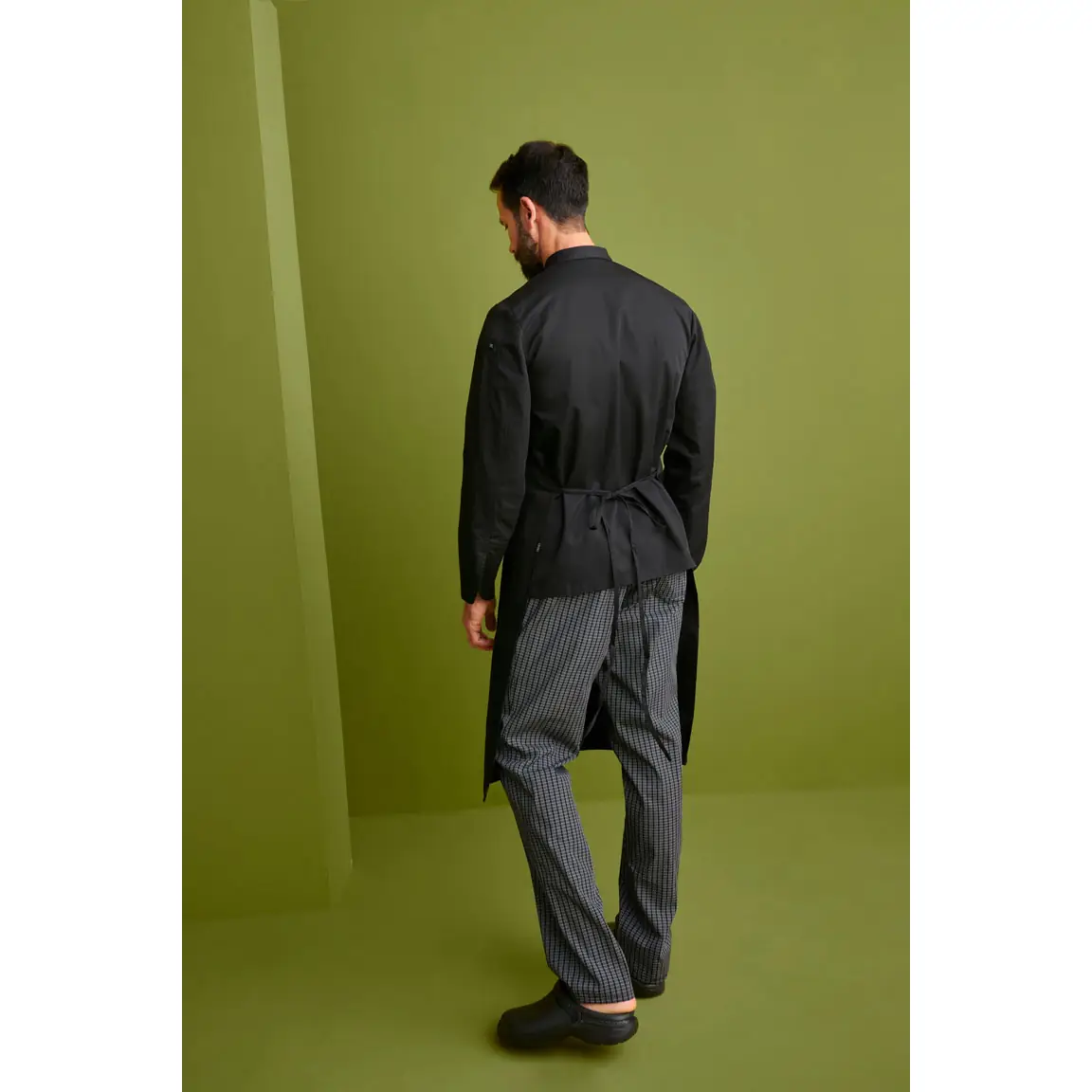 Pantalón Cuadros Cocina Confort Fit Monza 04002 2 Pantalón Cuadros Cocina Confort Fit Monza 04002 en cuadros negros 3 x1, vista posterior