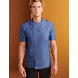 Chaquetilla Manga Corta Denim Regular Fit Monza 04128 en dénim azul, vista frontal
