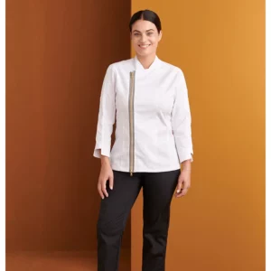 Chaquetilla con Cremallera Slim Fit Monza 04132 en blanco, vista frontal