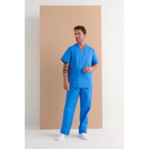 Pantalón sanitario unisex Monza 04563 - Celeste - frontal con persona