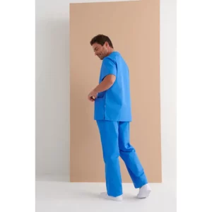 Pantalón sanitario unisex Monza 04563 - Celeste - vista lateral con persona