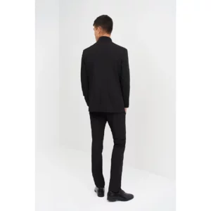 Americana Cuello Rib Regular Fit Monza 01714 en negro, vista posterior
