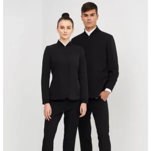 Americana Cuello Rib Regular Fit Monza 01715 en negro, vista frontal