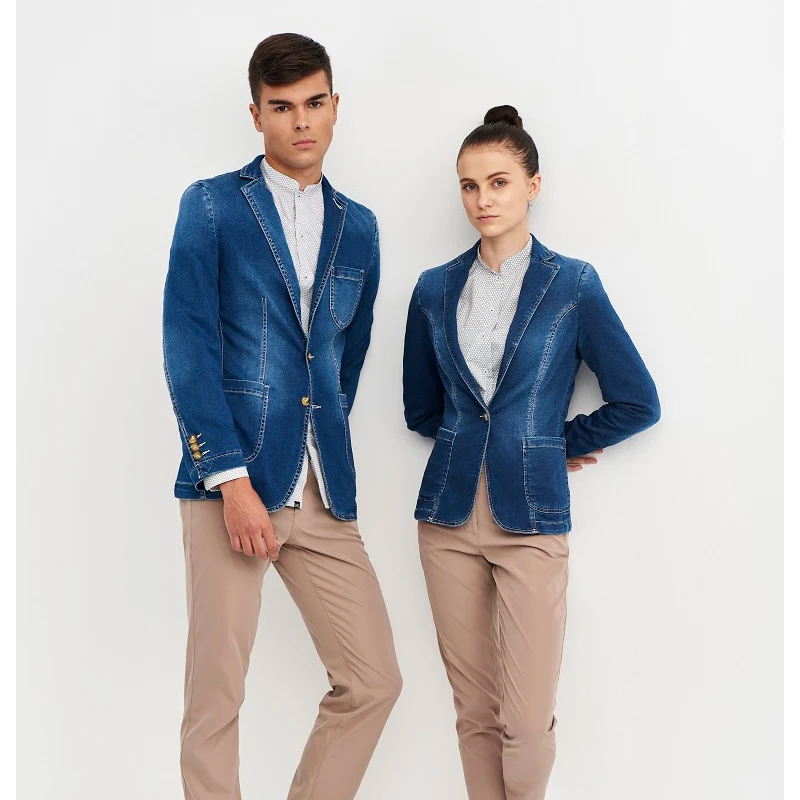 Americana Denim Slim Fit Monza 01716 1 Americana Denim Slim Fit Monza 01716 en dénim azul, vista frontal
