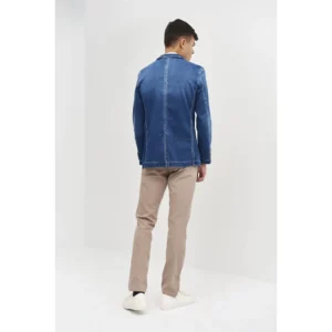 Americana Denim Slim Fit Monza 01716 en dénim azul, vista posterior