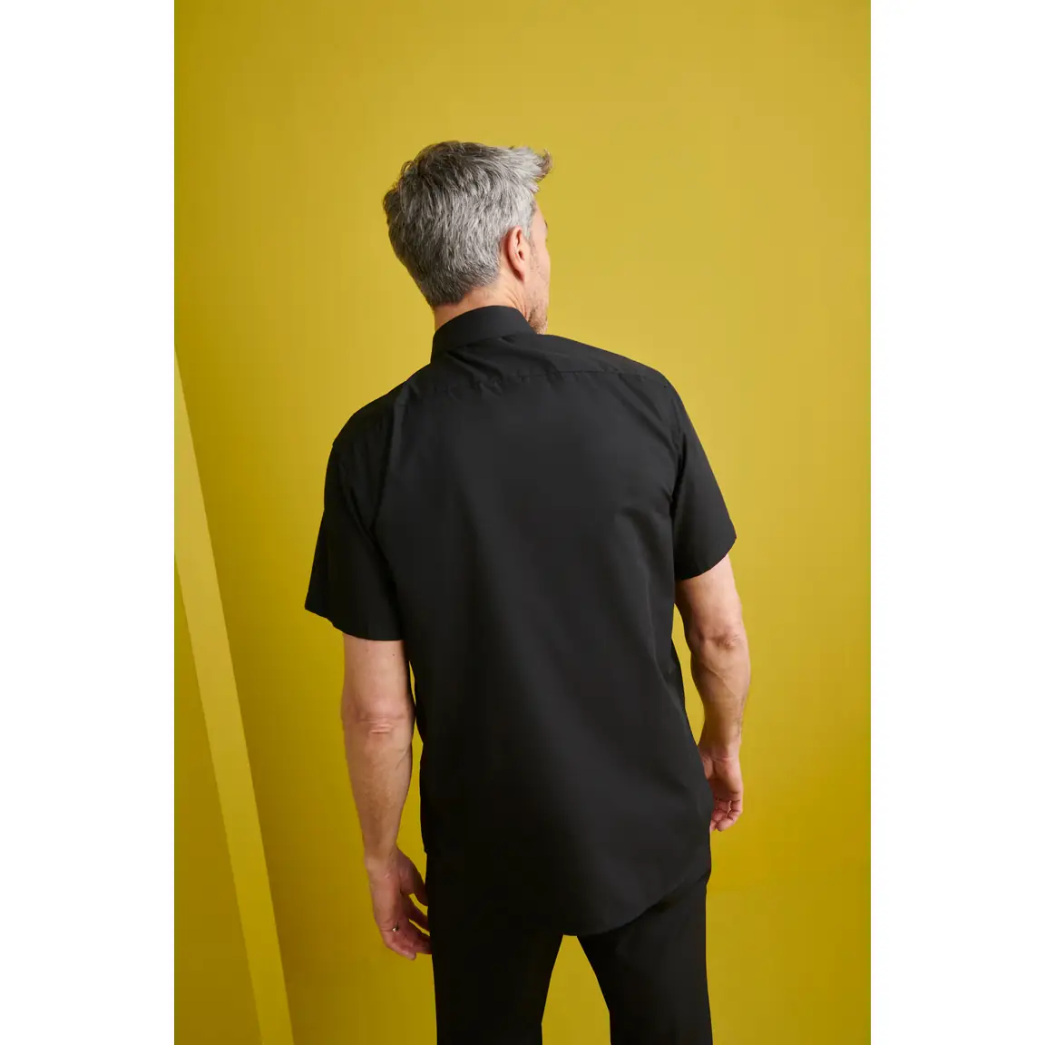 Camisa Manga Corta Cuello Italiano Regular Fit Monza 02031 3 Camisa Manga Corta Cuello Italiano Regular Fit Monza 02031 en negro, vista posterior
