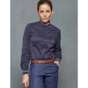 Camisa Cuello Mao Slim Fit Monza 02038 en marino, vista frontal