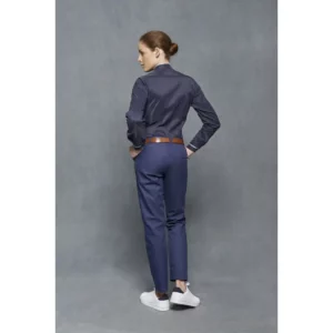 Camisa Cuello Mao Slim Fit Monza 02038 en marino, vista posterior