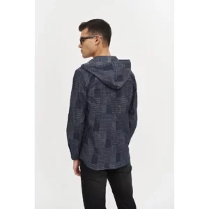 Camisa con Capucha Denim Monza 02039 en dénim azul, vista posterior