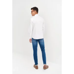 Camisa Cuello Kent Slim Fit Monza 02040 en blanco, vista posterior