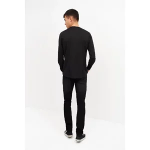 Camisa Punto Slim Fit Monza 02137 en negro, vista posterior