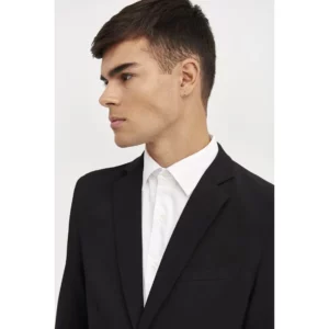 Camisa Cuello Italiano Slim Fit Monza 02141 en blanco, vista lateral