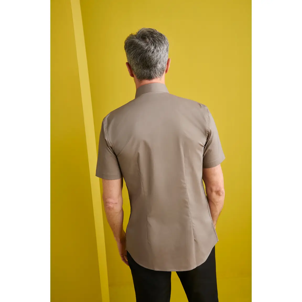 Camisa Manga Corta Cuello Italiano Slim Fit Monza 02142 8 Camisa Manga Corta Cuello Italiano Slim Fit Monza 02142 en visón, vista posterior