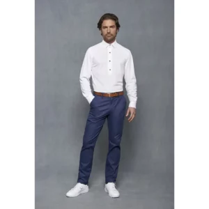Camisa Polera Regular Fit Monza 02143 en blanco, vista frontal
