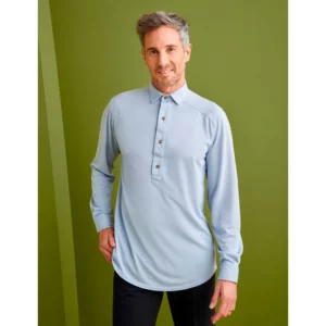 Camisa Polera Regular Fit Monza 02143 en celeste, vista frontal