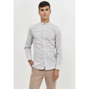 Camisa Estampada Cuello Mao Slim Fit Monza 02145 en estampado pequeño, vista detalle