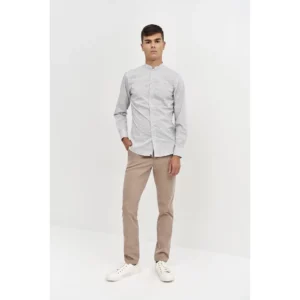 Camisa Estampada Cuello Mao Slim Fit Monza 02145 en estampado pequeño, vista frontal