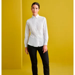 Camisa Cuello Camisero Regular Fit Monza 02250 en blanco, vista frontal