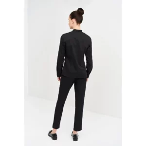 Camisa Cuello Mao Slim Fit Monza 02255 en negro, vista posterior