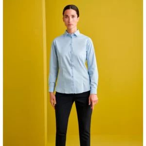 Camisa Cuello Camisero Slim Fit Monza 02257 en celeste, vista frontal