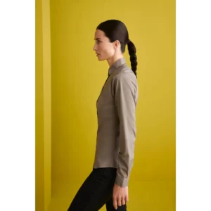 Camisa Cuello Camisero Slim Fit Monza 02257 en visón, vista lateral