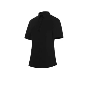 Camisa Manga Corta Cuello Camisero Slim Fit Monza 02258 en negro, vista frontal