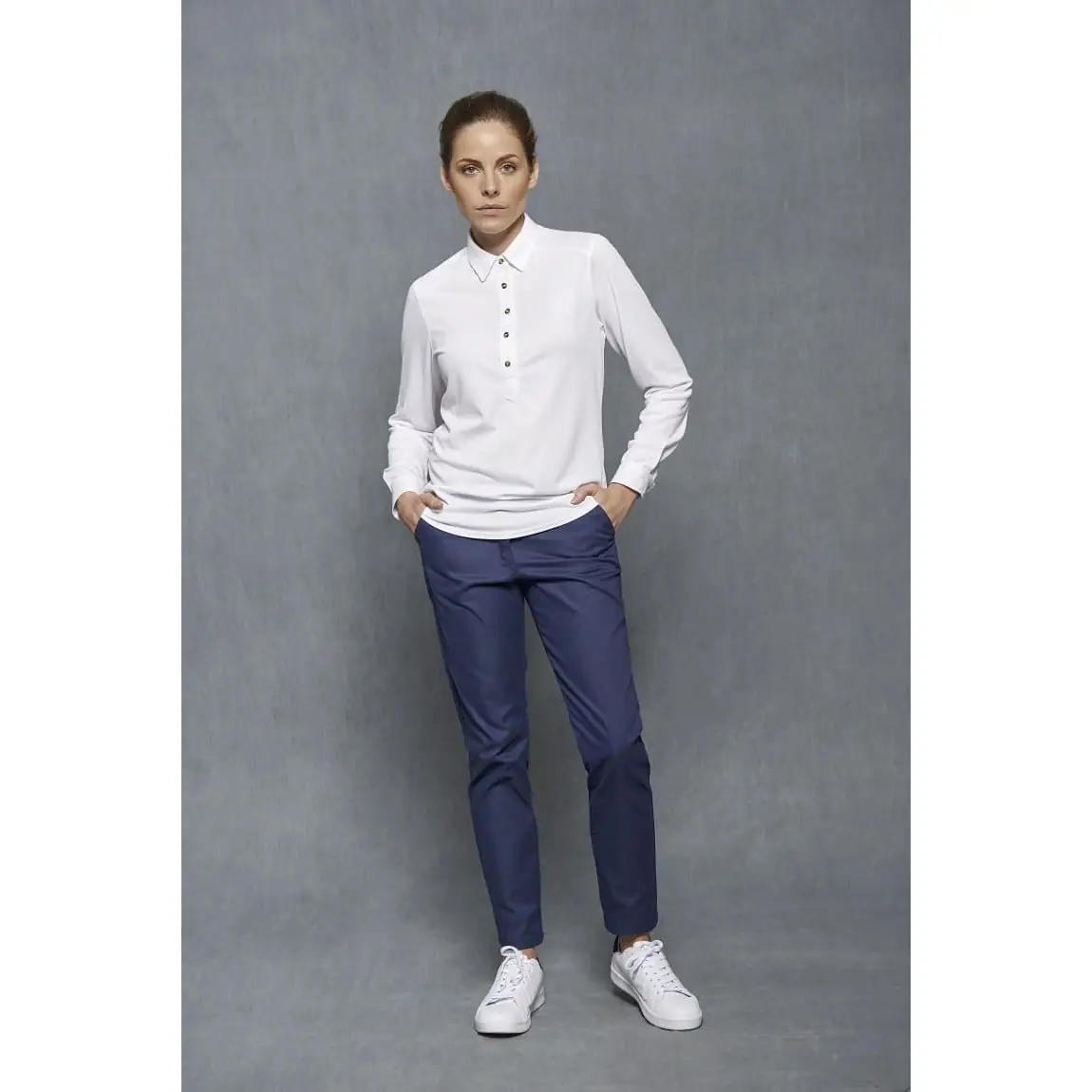 Camisa Polera Regular Fit Monza 02259 4 Camisa Polera Regular Fit Monza 02259 en blanco, vista frontal