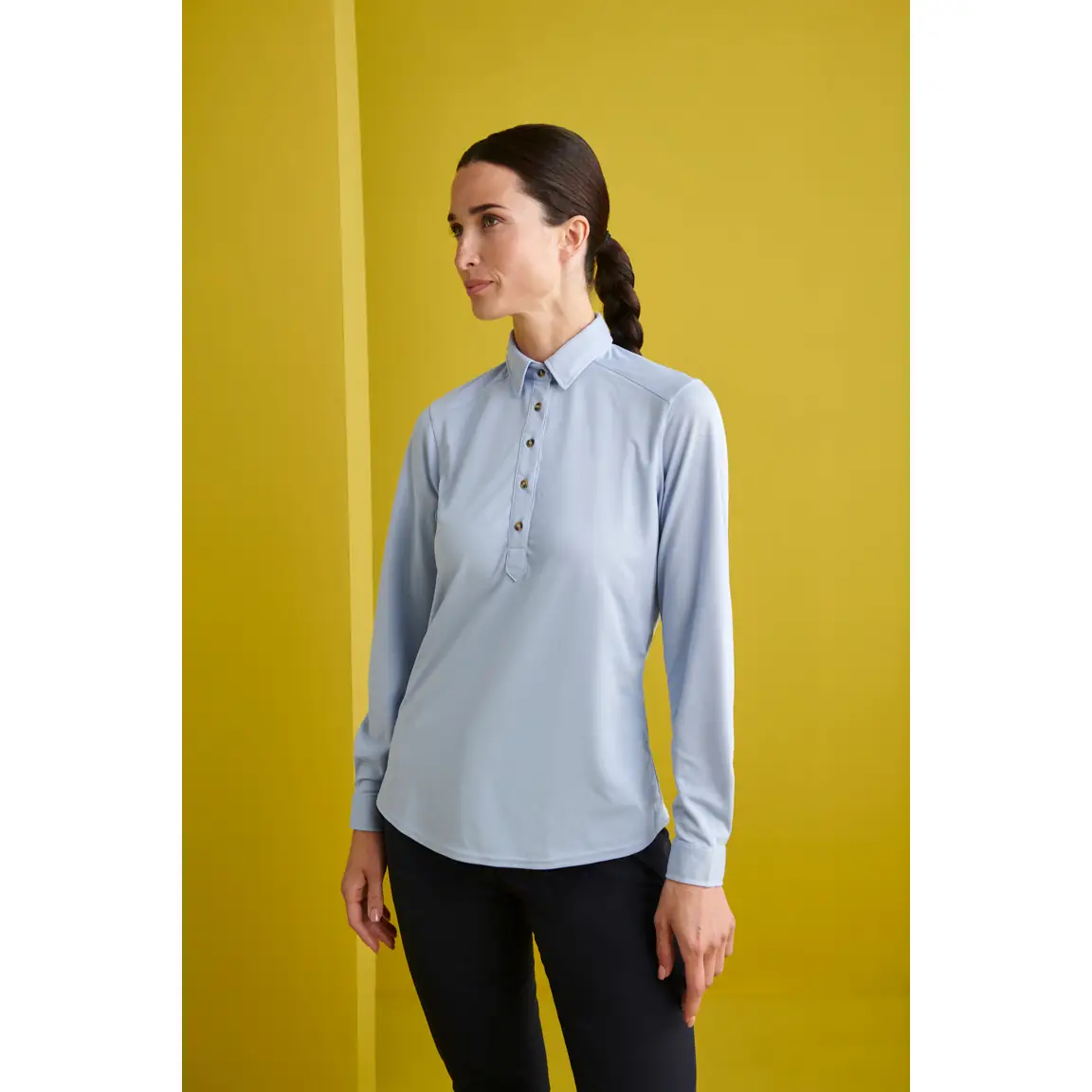 Camisa Polera Regular Fit Monza 02259 6 Camisa Polera Regular Fit Monza 02259 en celeste, vista lateral