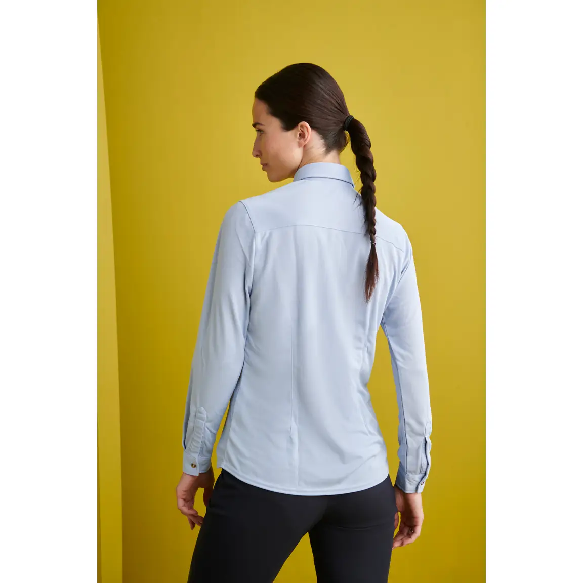 Camisa Polera Regular Fit Monza 02259 7 Camisa Polera Regular Fit Monza 02259 en celeste, vista posterior