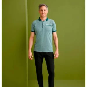 Polo Cuello Camisero Regular Fit Monza 03014 en verde botella, vista frontal
