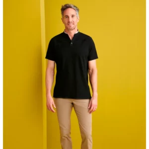 Polo Regular Fit Monza 03015 en negro, vista frontal