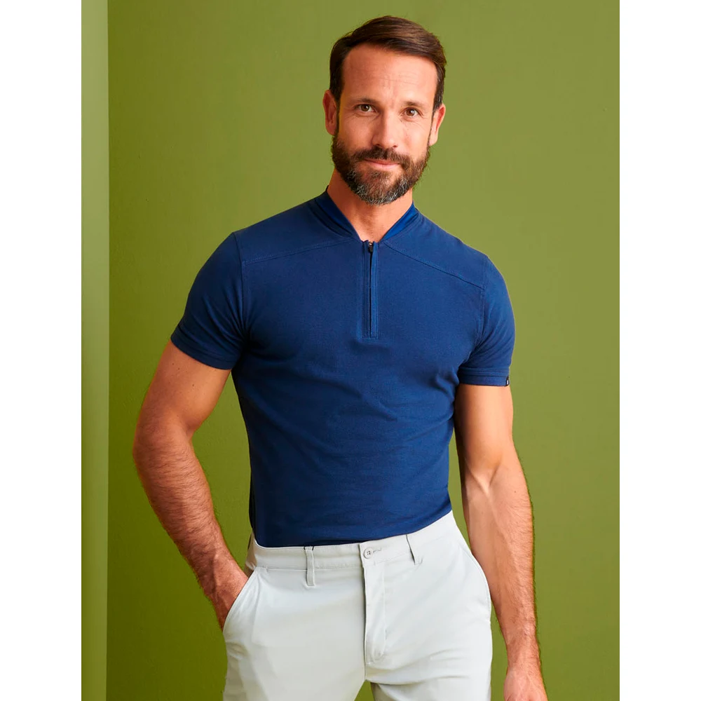 Polo Cuello Mao y Cremallera Regular Fit Monza 03023 1 Polo Cuello Mao y Cremallera Regular Fit Monza 03023 en marino, vista frontal