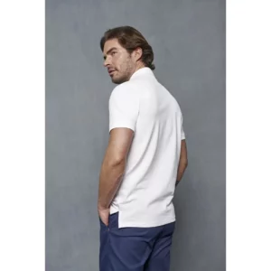 Polo Cuello Camisero Regular Fit Monza 03034 en blanco, vista posterior