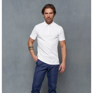 Polo Cuello Camisero Regular Fit Monza 03034 en blanco, vista frontal