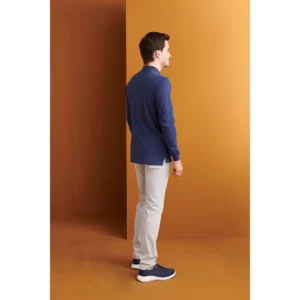 Polo Cuello Mao y Cremallera Regular Fit Monza 03035 en marino, vista lateral