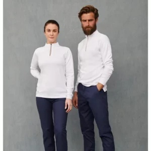 Polo Cuello Mao y Cremallera Regular Fit Monza 03035 en blanco, vista frontal