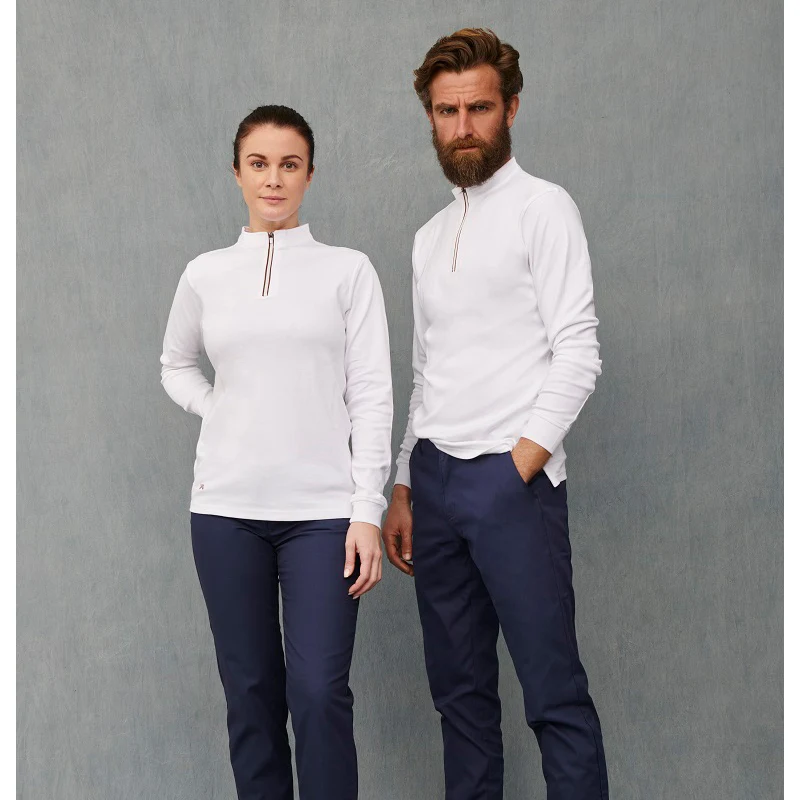 Polo Cuello Mao y Cremallera Regular Fit Monza 03035 5 Polo Cuello Mao y Cremallera Regular Fit Monza 03035 en blanco, vista frontal
