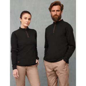 Polo Cuello Mao y Cremallera Regular Fit Monza 03035 en negro, vista frontal