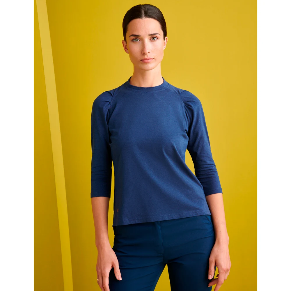 Camiseta Cuello Caja Slim Fit Monza 03037 4 Camiseta Cuello Caja Slim Fit Monza 03037 en marino, vista lateral