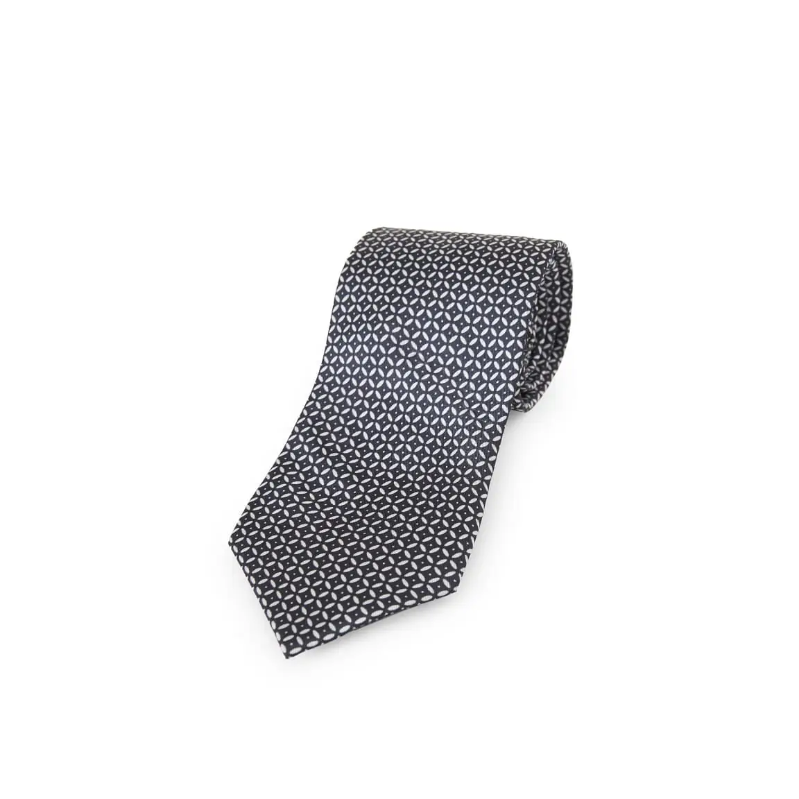 Corbata Estampado Geométrico Monza 03319 2 Corbata Estampado Geométrico Monza 03319 en marino blanco geométrico, vista frontal